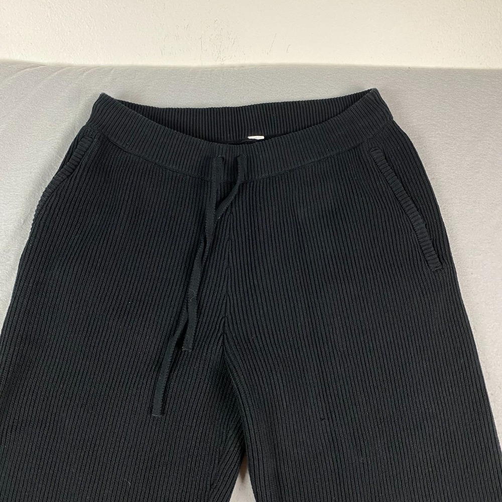Alo Yoga Mens Domain Rib Knit Sweatpants Medium Black Cotton Blend M5210R - Picture 5 of 13